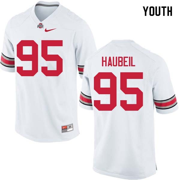 Ohio State Buckeyes #95 Blake Haubeil Youth Stitch Jersey White